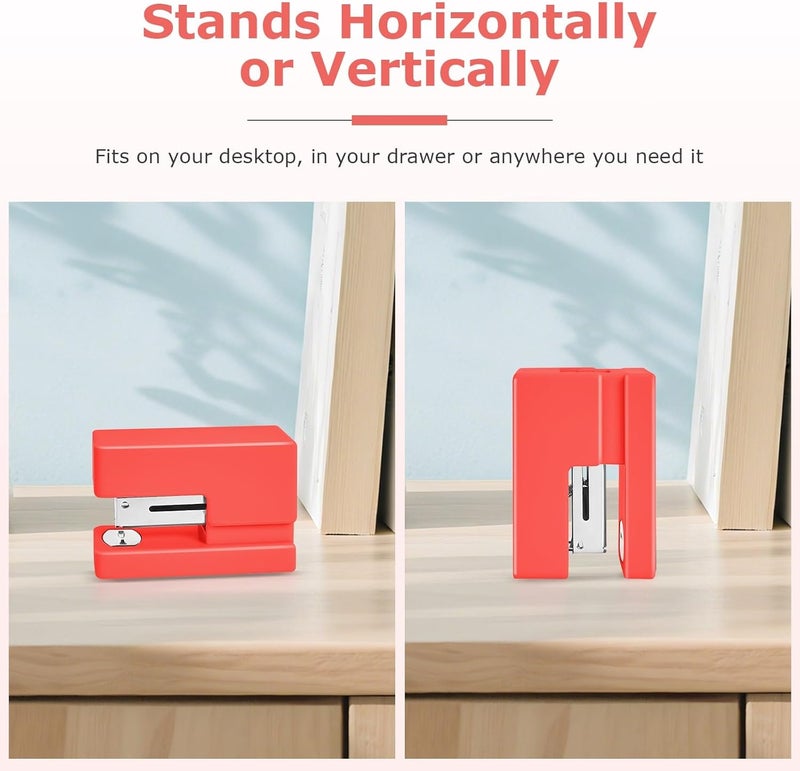 Yzkula Mini Stapler - Small Cute Desk Staplers - 25 Sheet Capacity with 830 Staples and Staple Remover, Desktop Stapler for Office, School, Home, Orange - Image 2